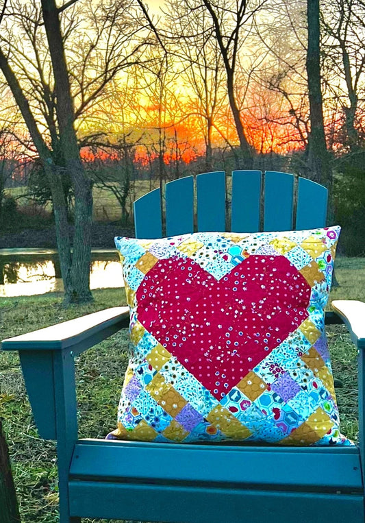 I Love You More Heart Quilted Pillow Pattern - Paper Print Version