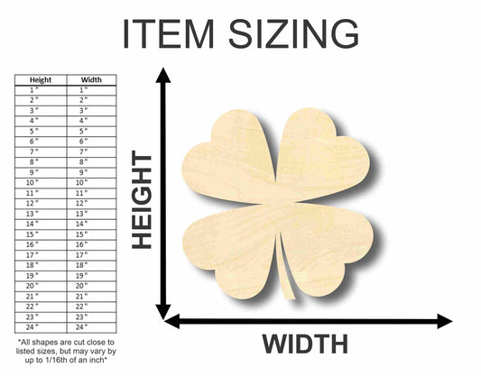 Shamrock Unfinished Wood Craft Lucky Four Leaf Clover up to 46" DIY