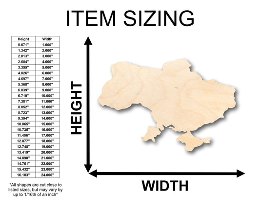 Unfinished Wood Ukraine Shape - Country - Craft - up to 46" DIY