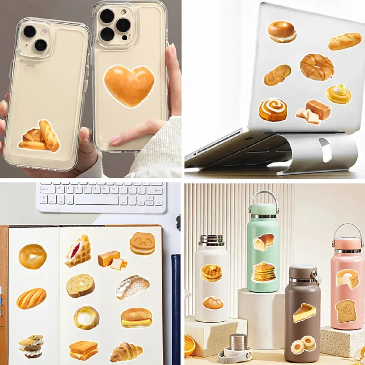 Kawaii Bread Food Stickers Pack – Scrapbooking & Car Decals