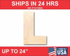 Unfinished Wood Block Letter L - Craft - up to 46" DIY