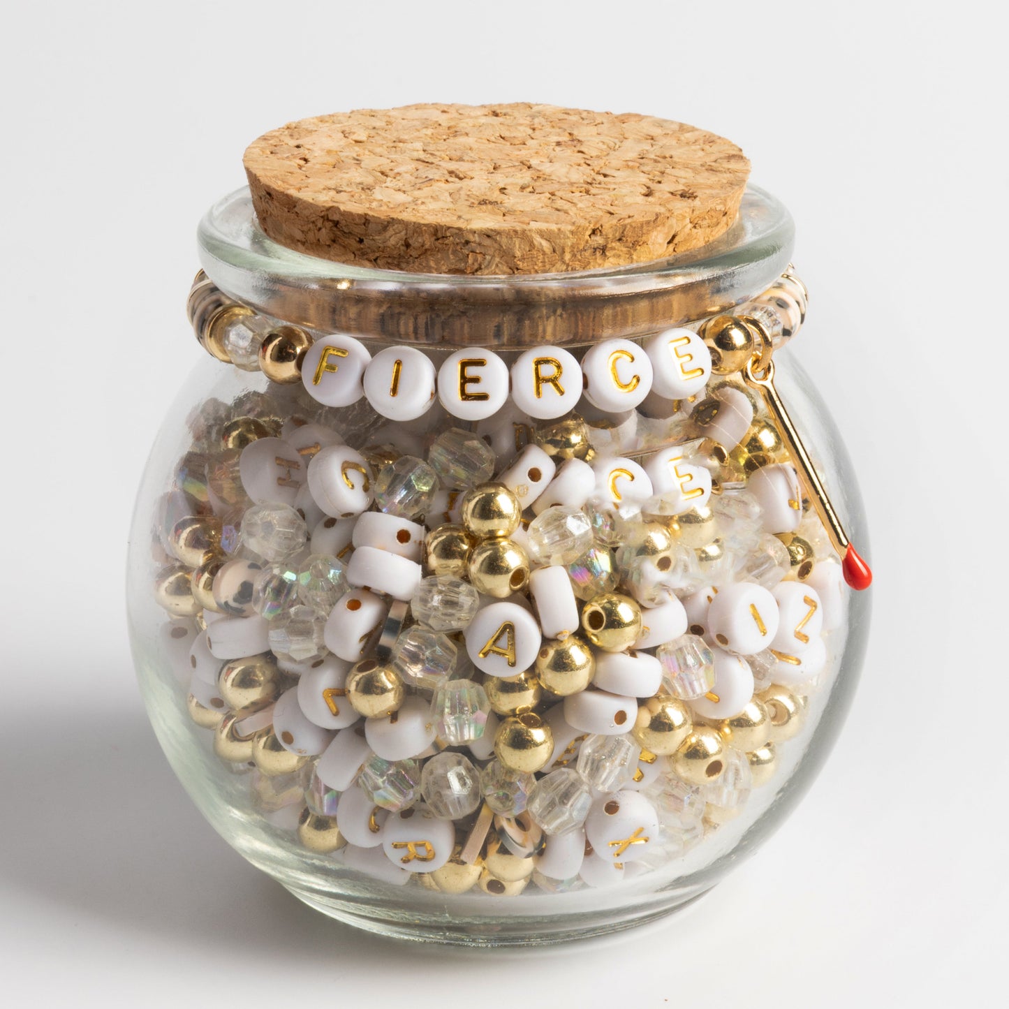 Fierce with Gold Matchstick Charm & Gold and Crystal Beads DIY Jar