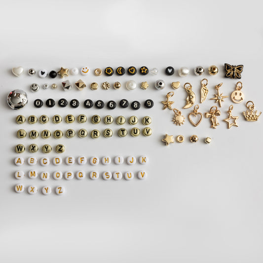 Super Big Mega Lux Metallic Black and White Letter Bead DIY Kit