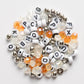 Jack-O-Lantern Halloween Pumpkin Charm Silver Round Beads DIY Jar