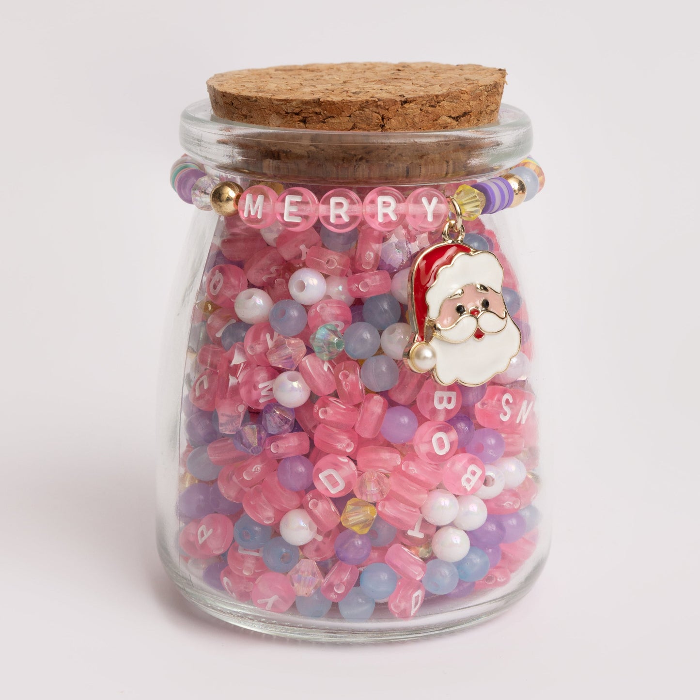 Pinkmas Santa Pastel Pink Christmas Letter Bead DIY Jar
