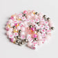 Skull Shaped Jar Gold Skull Charm Pink and White Letter Beads DIY Jar
