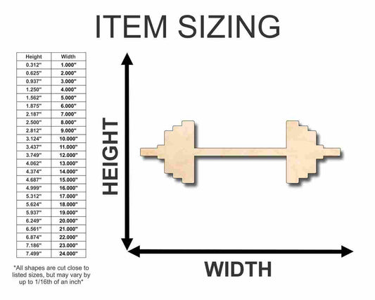 Unfinished Wood Barbell Weights Shape - Craft - Music - up to 46" DIY
