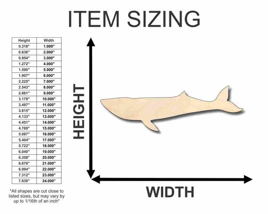 Unfinished Wood Blue Whale Shape - Ocean - Craft - up to 46" DIY