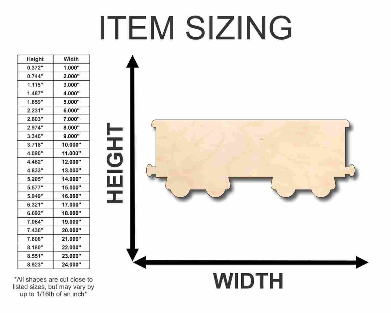 Unfinished Wood Boxcar Train Shape - Craft - up to 46" DIY