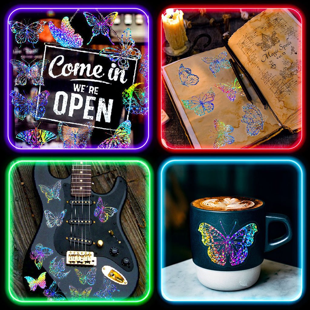 Butterfly Holographic Stickers – 100pcs for Scrapbook & Decor
