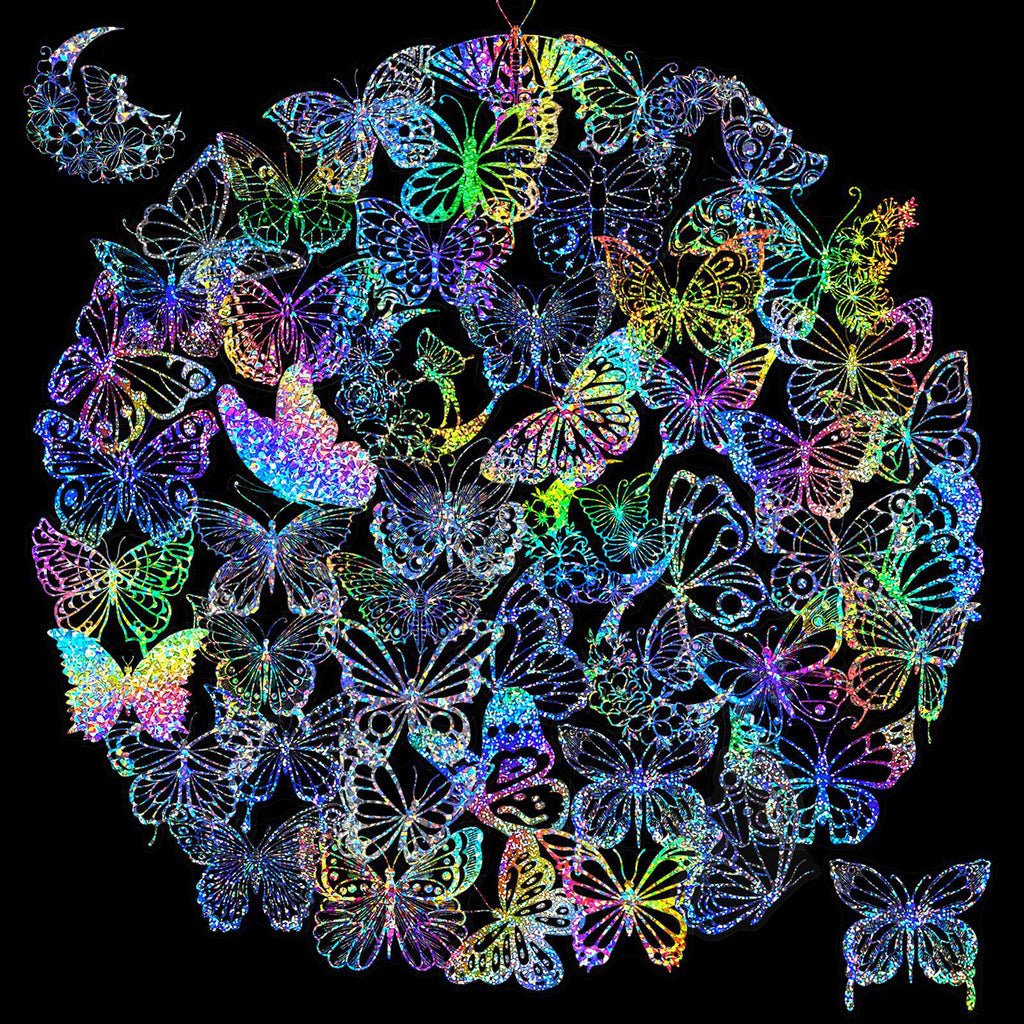 Butterfly Holographic Stickers – 100pcs for Scrapbook & Decor