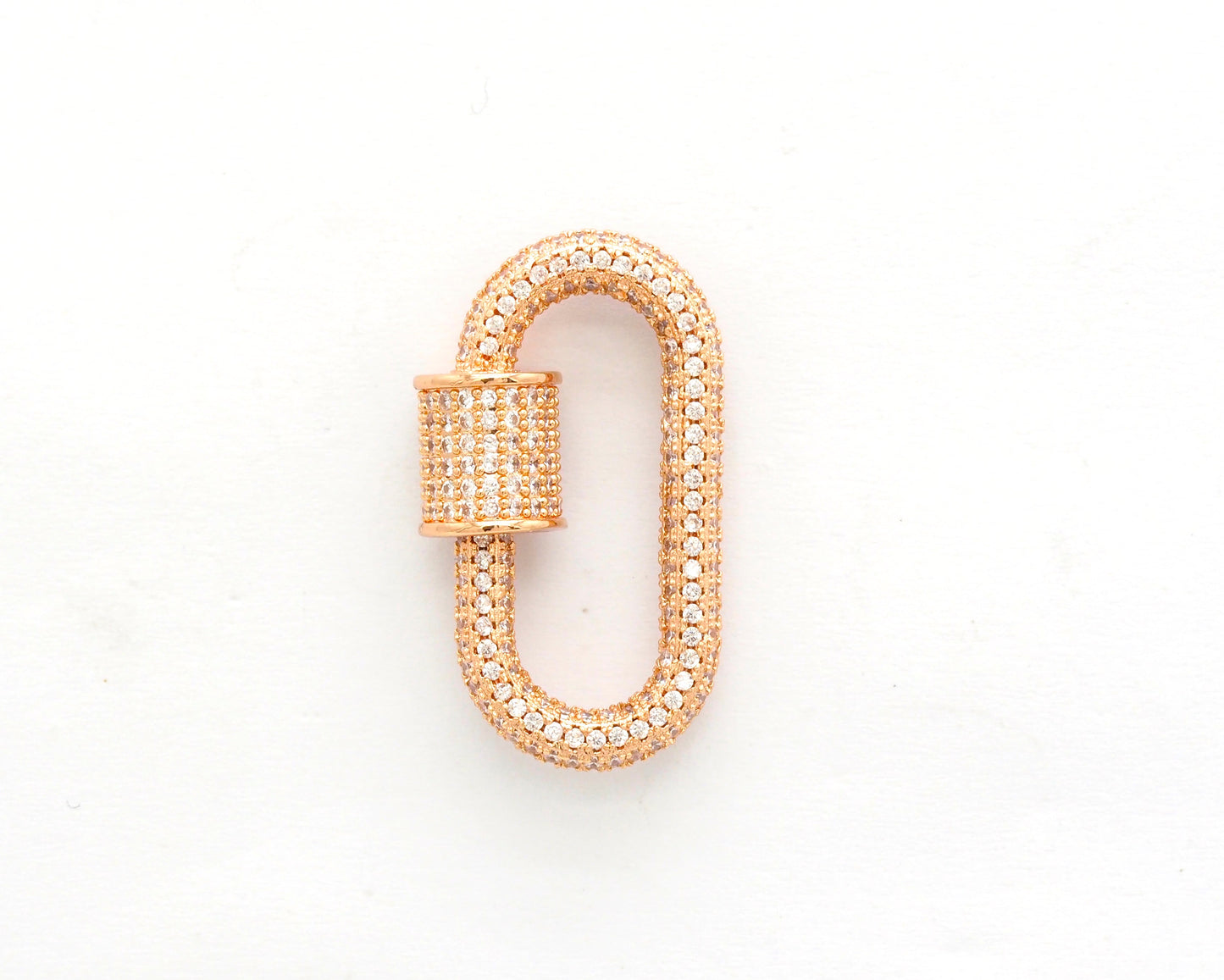 Fully CZ Pave Oval carabiner clasp, Sku#H138