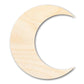 Unfinished Wood Crescent Moon Shape | DIY Celestial Night Sky Craft Cutout | Up to 36"