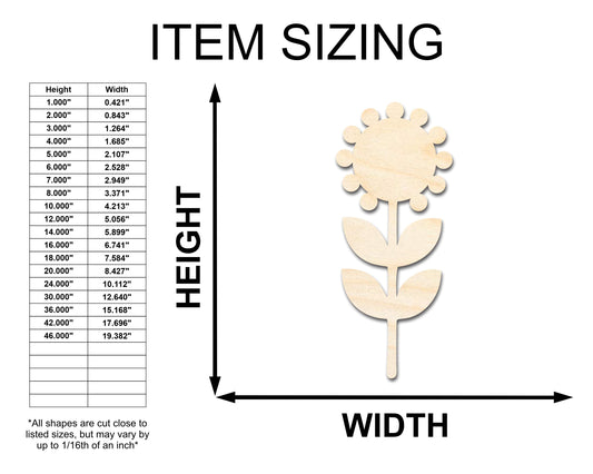 Unfinished Wood Folk Sunflower Shape - Flower Craft - up to 46" DIY