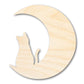 Unfinished Wood Cat and Moon Silhouette Shape - Craft - up to 46"