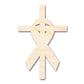 Unfinished Wood Cross and Ribbon Silhouette Shape - Craft - up to 46"