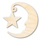 Unfinished Wood Moon and Star Silhouette Shape - Craft - up to 46"