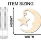 Unfinished Wood Moon and Star Silhouette Shape - Craft - up to 46"
