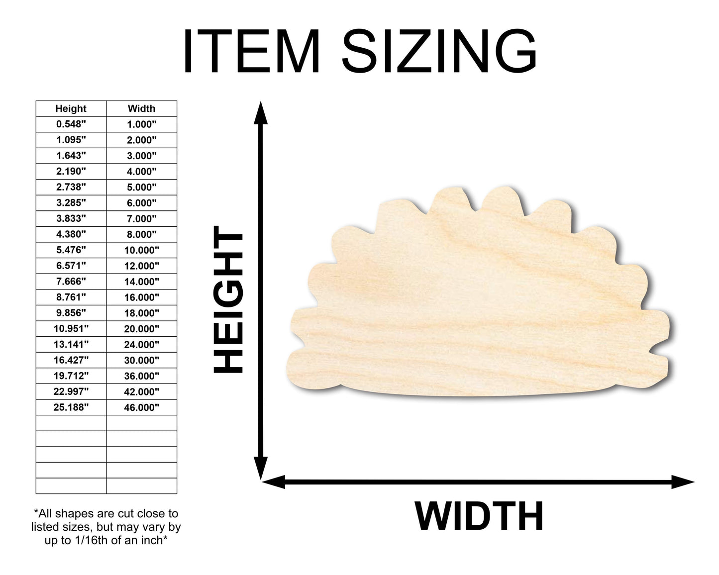 Unfinished Wood Pierogi Silhouette Shape - Craft - up to 46"