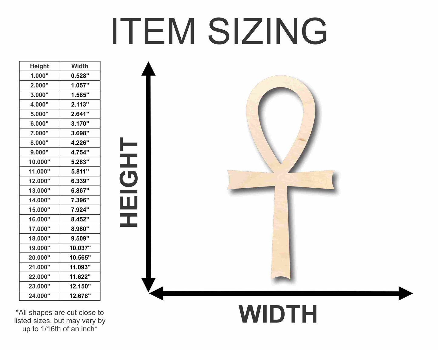 Unfinished Wood Ankh Silhouette - Craft- up to 46" DIY