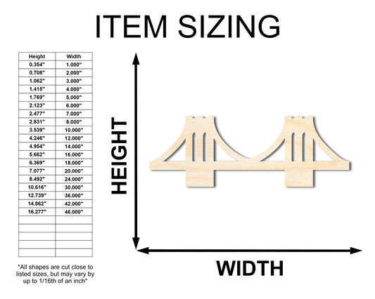 Unfinished Wood Bridge Shape | Landmark | Craft Cutout | up to 46" DIY