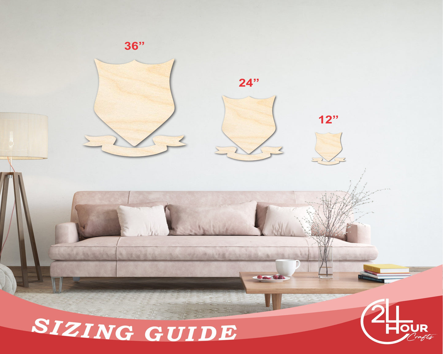 Unfinished Wood Coat of Arms Shape - Craft - up to 46"