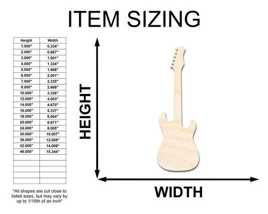 Unfinished Wood Electric Guitar Shape - Craft - up to 46"