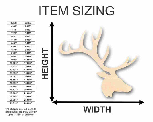Unfinished Wood Elk Head Antlers Shape - Animal - Wildlife - Craft - up to 46" DIY