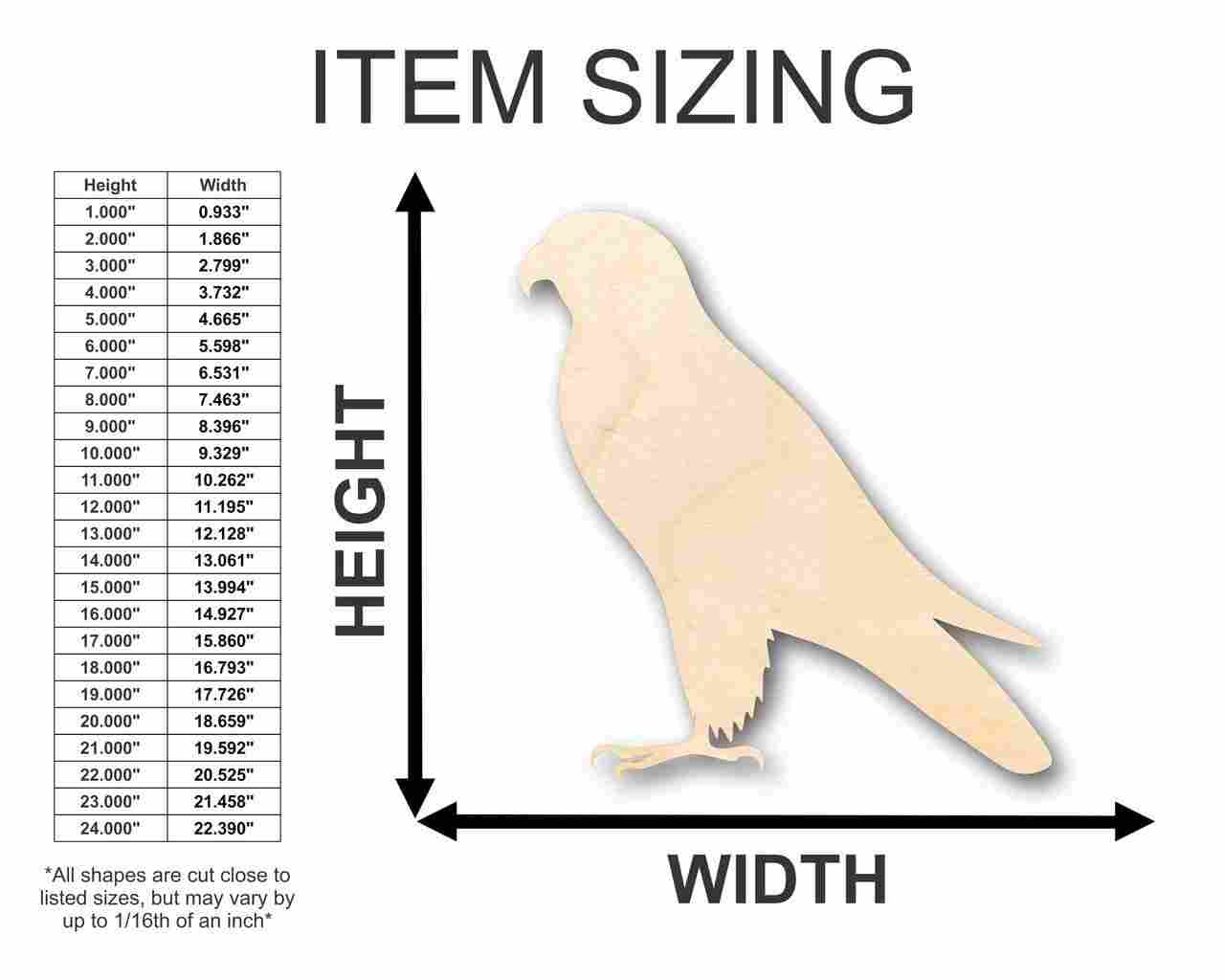 Unfinished Wood Falcon Shape - Animal - Bird - Wildlife - Craft - up to 46" DIY