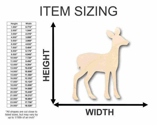 Unfinished Wood Fawn Deer Shape - Animal - Craft - up to 46" DIY