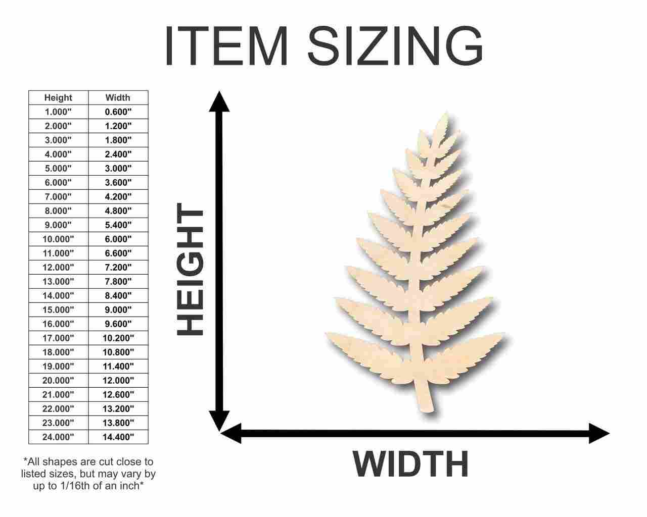 Unfinished Wood Fern Shape - Plants - Craft - up to 46" DIY