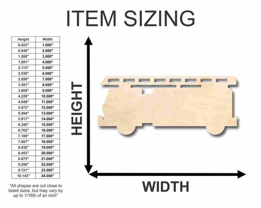 Unfinished Wood Fire Truck Shape - Firefighter - Craft - up to 46" DIY