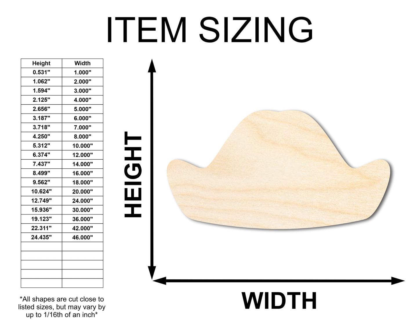 Unfinished Wood George Washington Hat Shape - Presidents Day Craft - up to 46" DIY