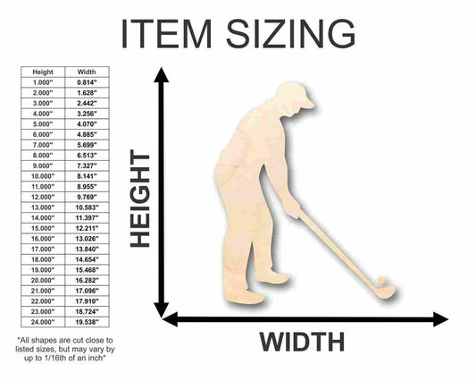 Unfinished Wood Golfer Shape - Sporting - Craft - up to 46" DIY