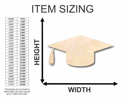 Unfinished Wood Graduation Cap Shape - Craft - up to 46" DIY