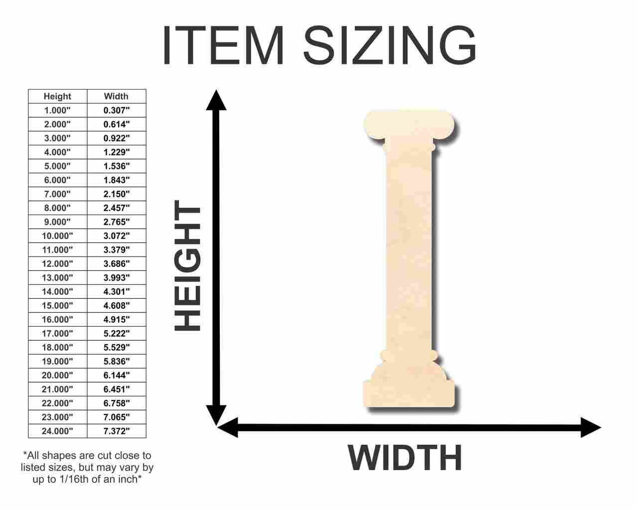 Unfinished Wood Greek Classic Column Shape - Craft - up to 46" DIY