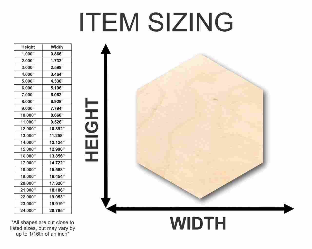 Unfinished Wood Hexagon Shape - Craft - up to 46" DIY