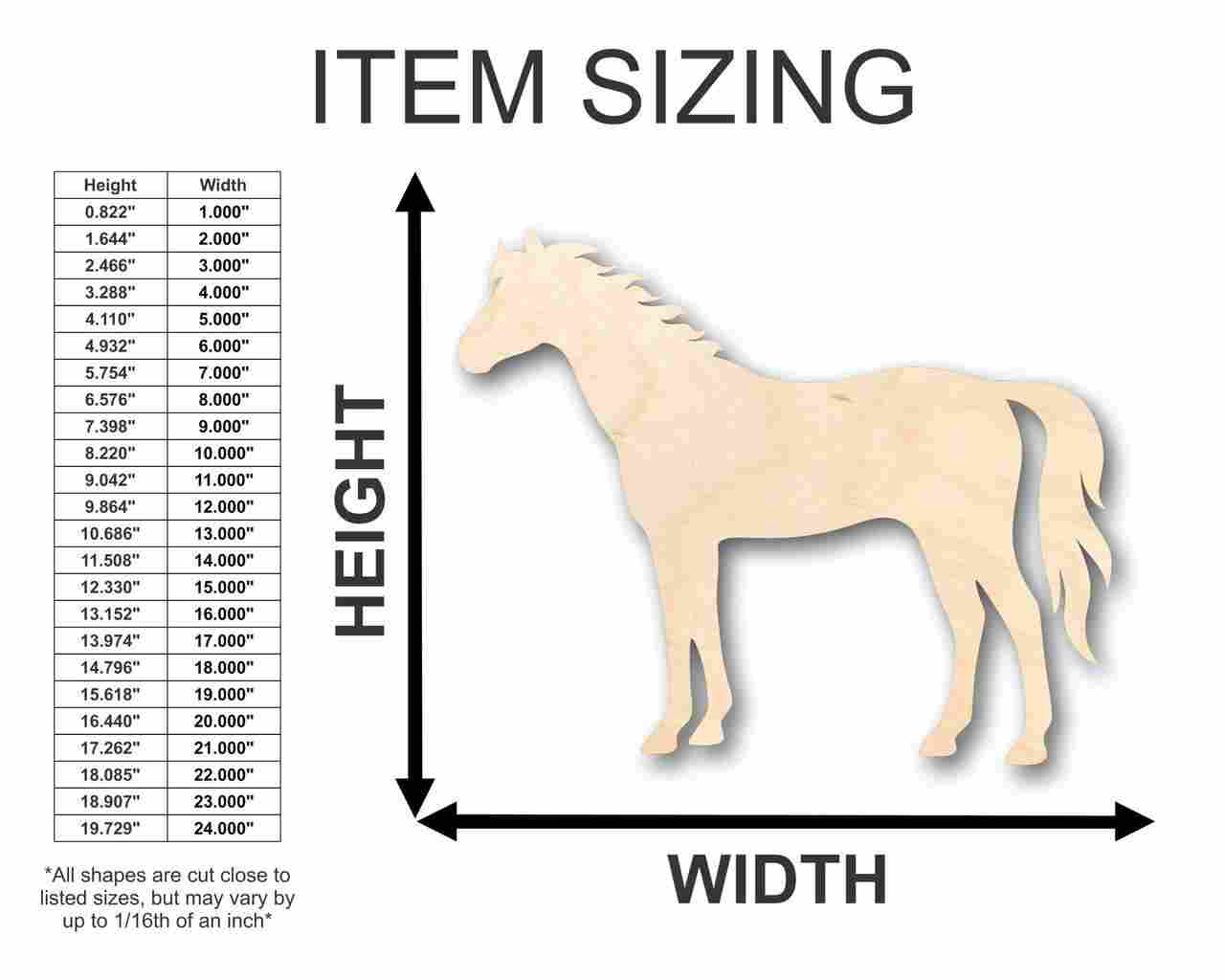 Unfinished Wood Horse Shape - Sport - Farm Animal - Craft - up to 46" DIY