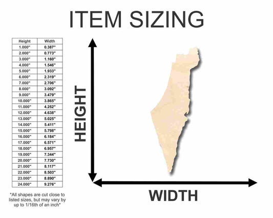 Unfinished Wood Israel Shape - Country - Craft - up to 46" DIY