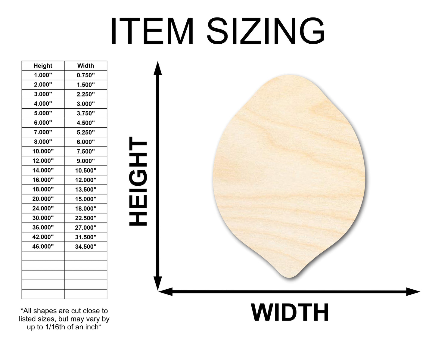 Unfinished Wood Lemon Shape | Summer | Fruit | Lemonade | Craft Cutout | up to 46" DIY