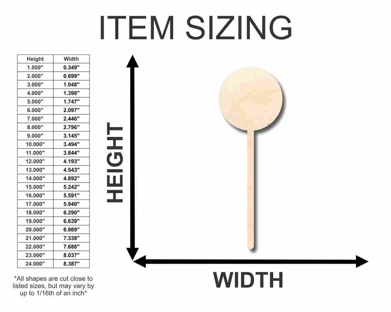 Unfinished Wood Candy Lollipop Shape - Craft - up to 46" DIY