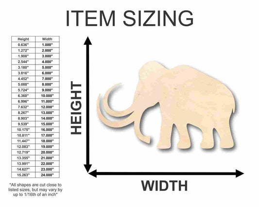 Unfinished Wood Mammoth Shape - Animal - Prehistoric - Craft - up to 46" DIY