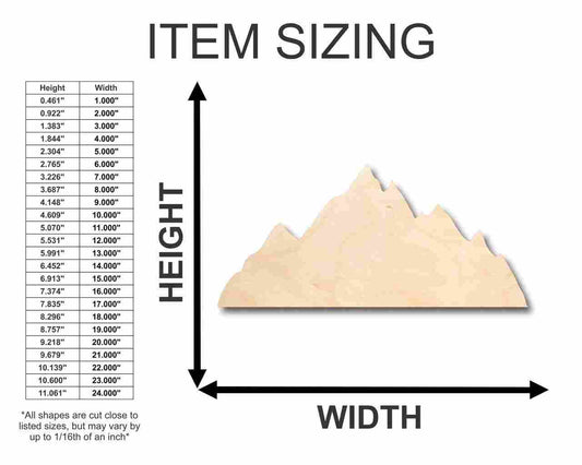 Unfinished Wood Mountain Range Shape - Nature - Craft - up to 46" DIY