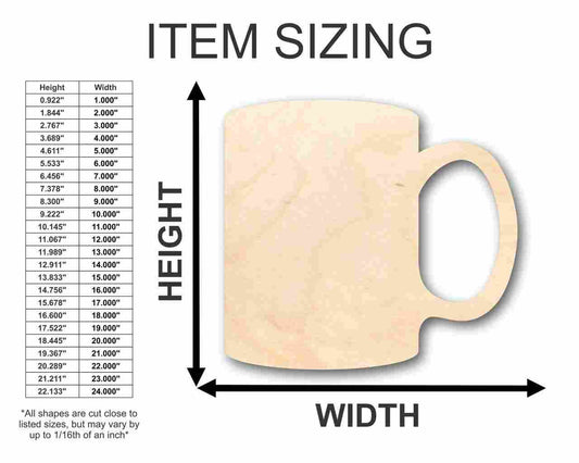 Unfinished Wood Coffee Mug Shape - Kitchen - Craft - up to 46" DIY