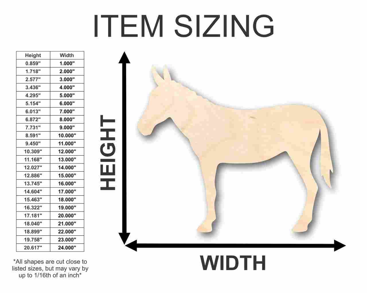 Unfinished Wood Mule Shape - Farm Animal - Craft - up to 46" DIY