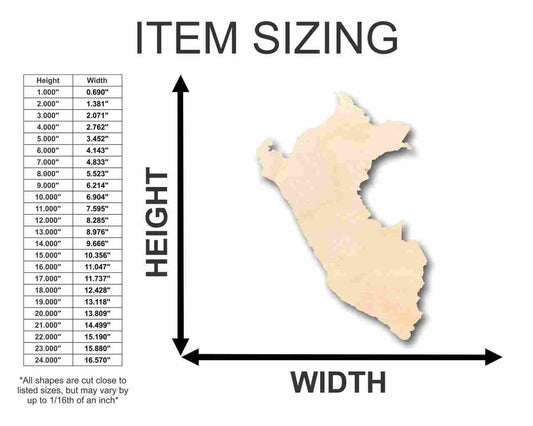 Unfinished Wood Peru Shape - Country - Craft - up to 46" DIY