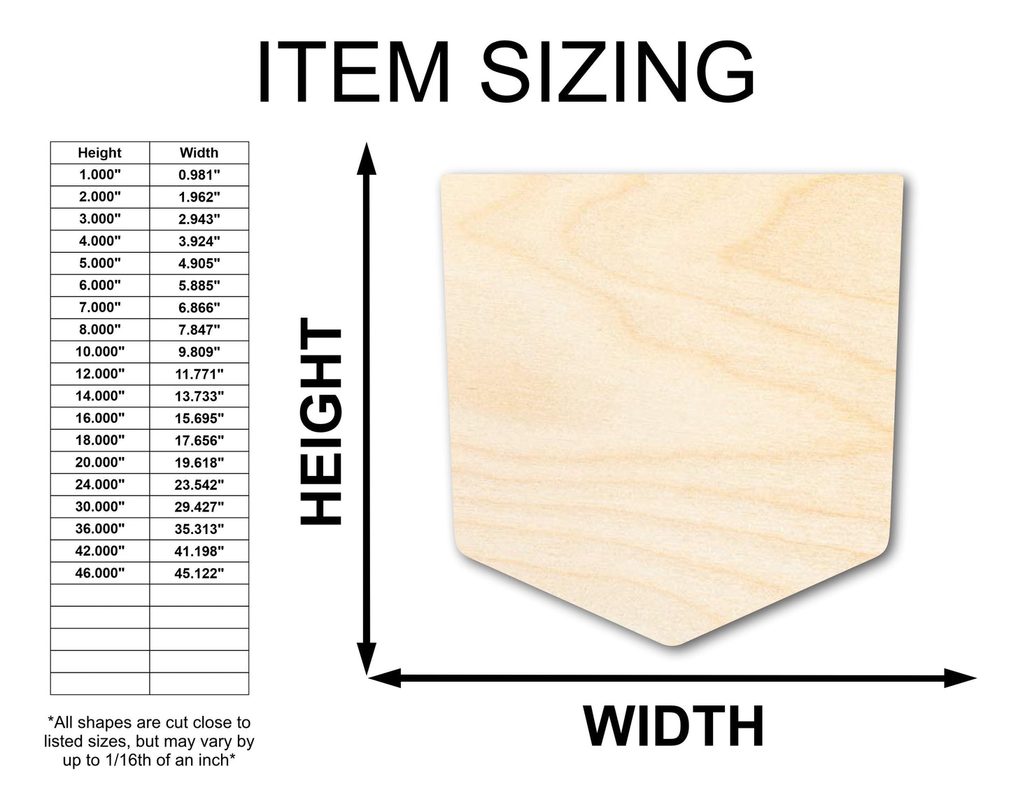 Unfinished Wood Pocket Shape - Craft - up to 46" DIY