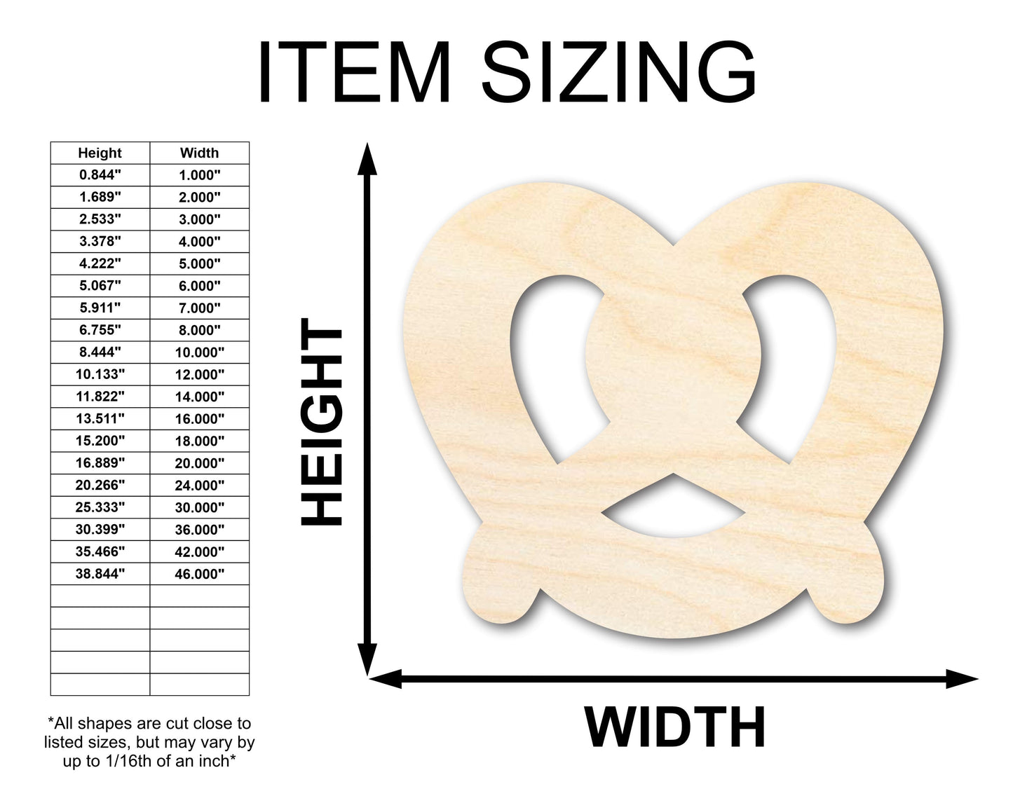 Unfinished Wood Pretzel Shape | Food | Craft Cutout | up to 46" DIY