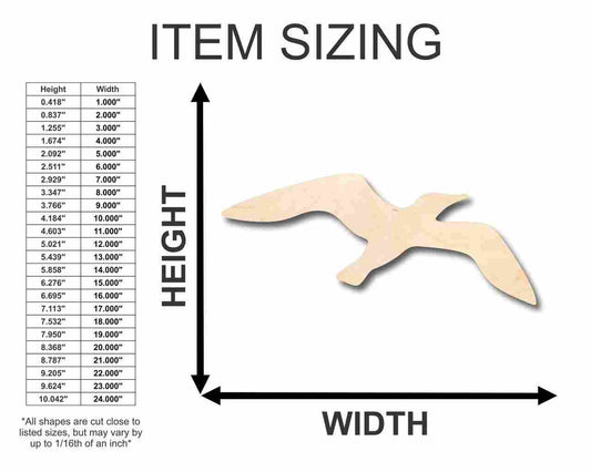 Unfinished Wood Seagull Shape - Beach - Bird - Wildlife - Craft - up to 46" DIY