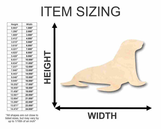 Unfinished Wood Sea Lion Shape - Ocean - Nursery - Craft - up to 46" DIY